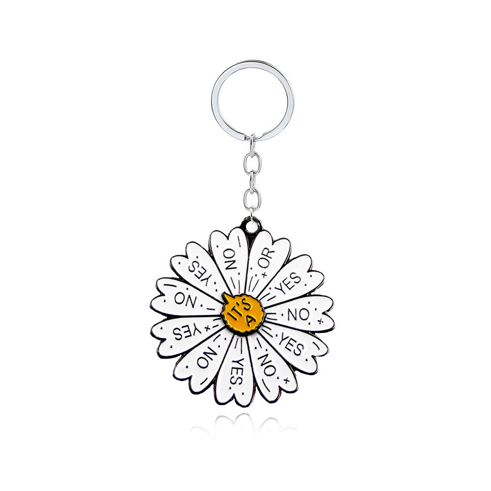 Wholesale Rotatable Rainbow Daisy Roulette Keychain